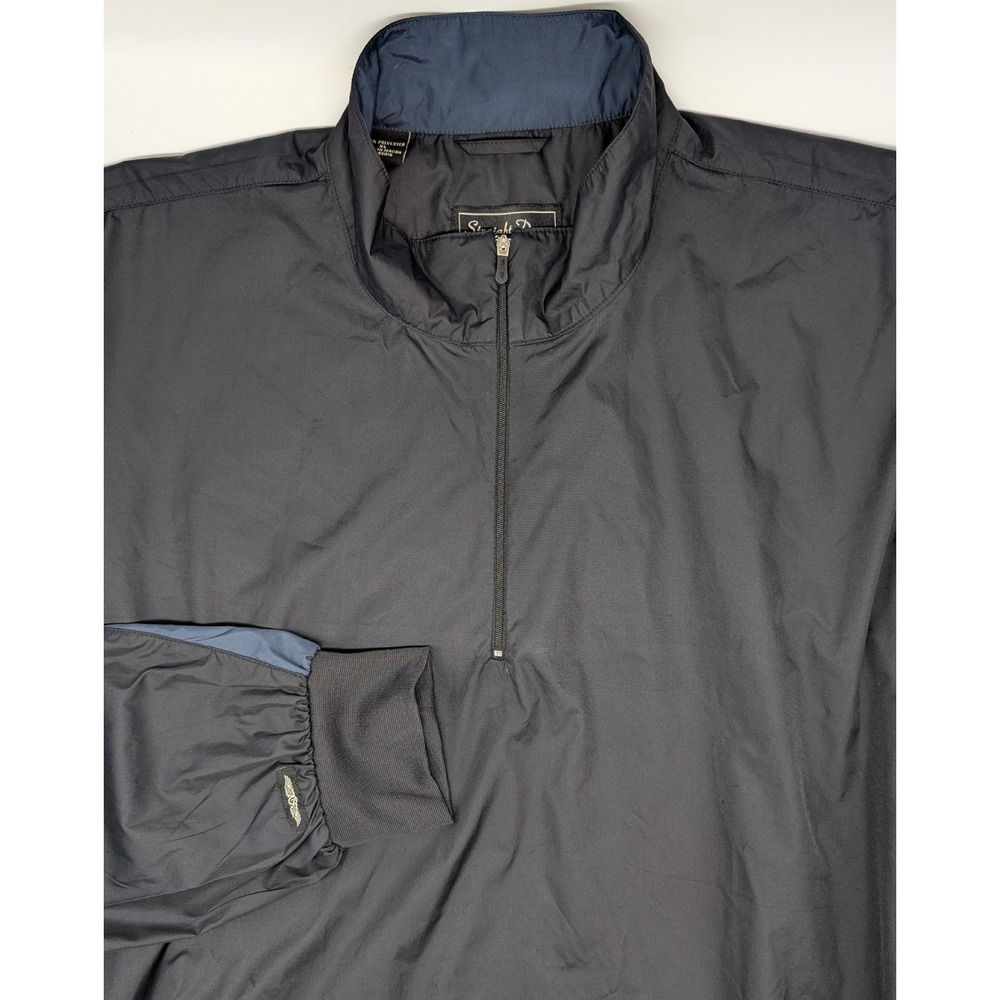 Straight Down Men's XL Pullover 1/4 Zip Jacket Black Windbreaker Quarter Zip‎